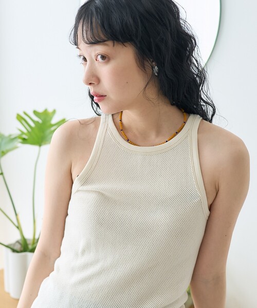 FREAK'S STORE(フリークスストア)の「メッシュタンクトップ/アメリカンスリーブタンクトップ(タンクトップ・レディース・オフホワイト/ブラック/サックスブルー・フリ-)」の5枚目の写真