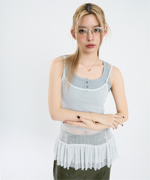 Clum(クルム)の「シアーフリルビスチェ(ベスト・レディース・ホワイト・MEDIUM/SMALL)」の3枚目の写真