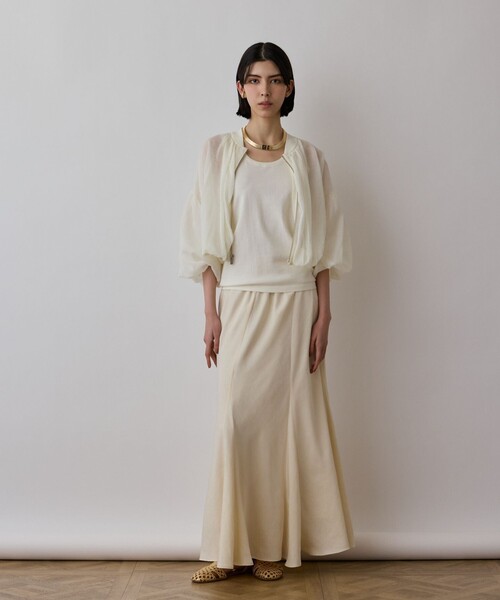 GRACE CONTINENTAL（グレースコンチネンタル）の「シアーニットバルーンジャケット（ブルゾン・レディース・ブラック/ピンク/ホワイト・36）」の4枚目の写真