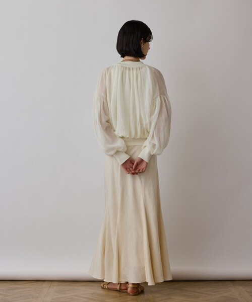 GRACE CONTINENTAL（グレースコンチネンタル）の「シアーニットバルーンジャケット（ブルゾン・レディース・ブラック/ピンク/ホワイト・36）」の7枚目の写真