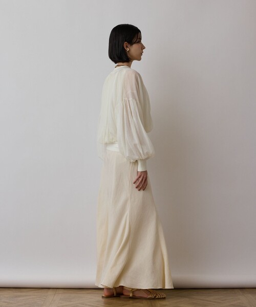 GRACE CONTINENTAL（グレースコンチネンタル）の「シアーニットバルーンジャケット（ブルゾン・レディース・ブラック/ピンク/ホワイト・36）」の8枚目の写真