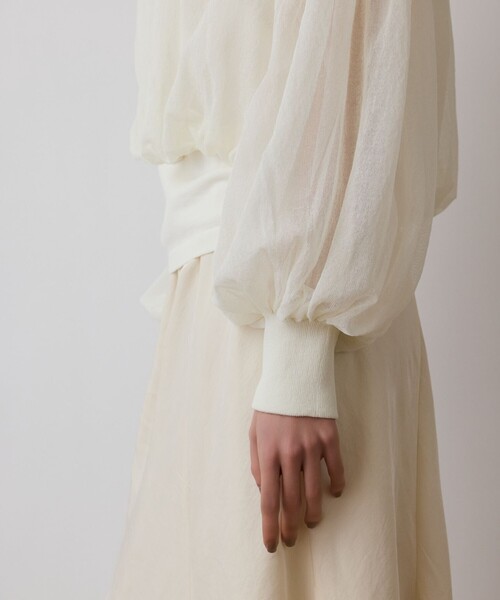 GRACE CONTINENTAL（グレースコンチネンタル）の「シアーニットバルーンジャケット（ブルゾン・レディース・ブラック/ピンク/ホワイト・36）」の12枚目の写真