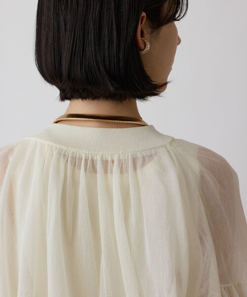 GRACE CONTINENTAL（グレースコンチネンタル）の「シアーニットバルーンジャケット（ブルゾン・レディース・ブラック/ピンク/ホワイト・36）」の13枚目の写真