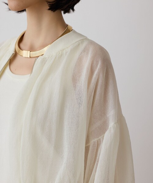 GRACE CONTINENTAL（グレースコンチネンタル）の「シアーニットバルーンジャケット（ブルゾン・レディース・ブラック/ピンク/ホワイト・36）」の15枚目の写真