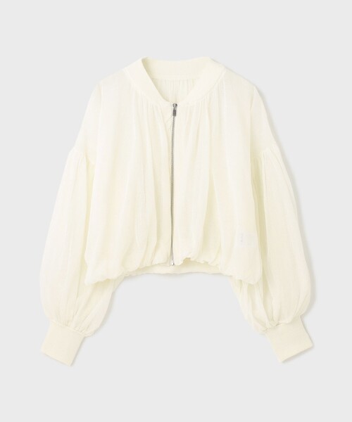 GRACE CONTINENTAL（グレースコンチネンタル）の「シアーニットバルーンジャケット（ブルゾン・レディース・ブラック/ピンク/ホワイト・36）」の16枚目の写真