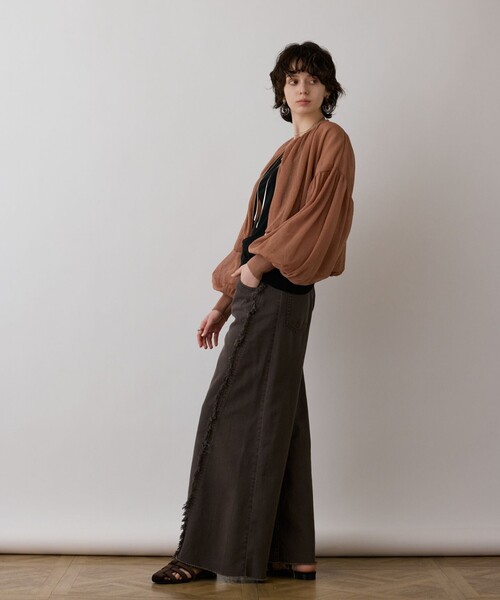 GRACE CONTINENTAL（グレースコンチネンタル）の「シアーニットバルーンジャケット（ブルゾン・レディース・ブラック/ピンク/ホワイト・36）」の20枚目の写真