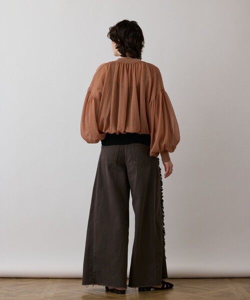 GRACE CONTINENTAL（グレースコンチネンタル）の「シアーニットバルーンジャケット（ブルゾン・レディース・ブラック/ピンク/ホワイト・36）」の21枚目の写真