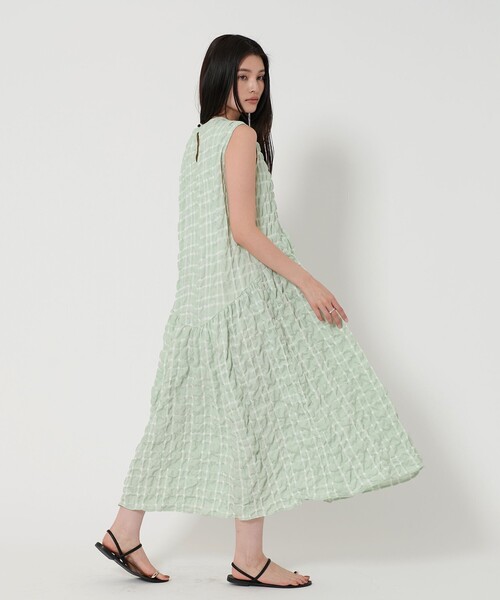 EMMEL REFINES（エメルリファインズ）の「＜EMMEL REFINES＞EM シュリンク チェック ワンピース（ワンピース・レディース・ライラック/ライム・FREE）」の15枚目の写真