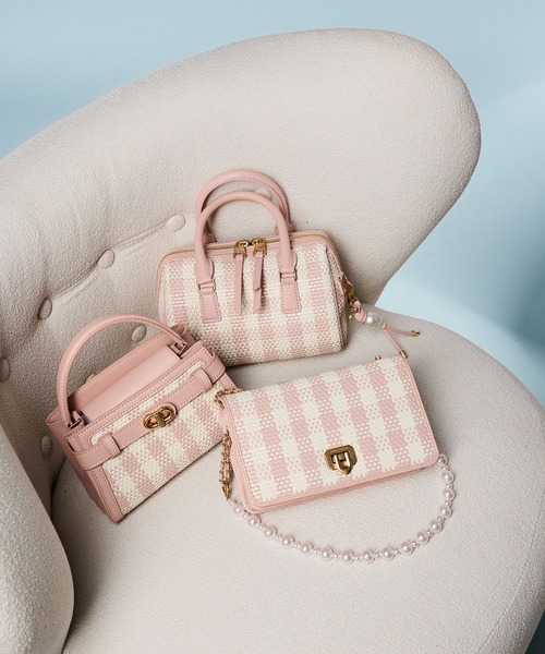 Aubrielle オブリエル チェッカートップハンドルバッグ