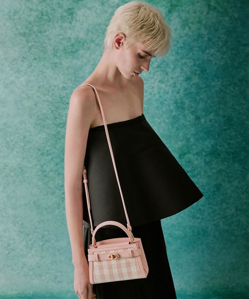 CHARLES & KEITH◆Aubrielle チェッカートップハンドルバッグ CHARLES ＆ KEITH ハンドバッグ Aubrielle オブリエル