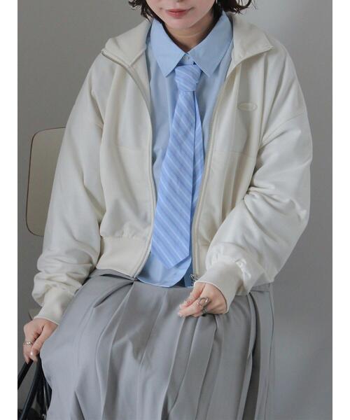 ehka sopo（エヘカソポ）の「ミニ裏毛ジップスウェット（Tシャツ/カットソー・レディース・グレー/モカ/キナリ・F）」の2枚目の写真