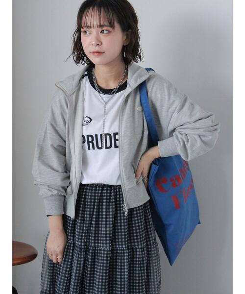 ehka sopo（エヘカソポ）の「ミニ裏毛ジップスウェット（Tシャツ/カットソー・レディース・グレー/モカ/キナリ・F）」の4枚目の写真