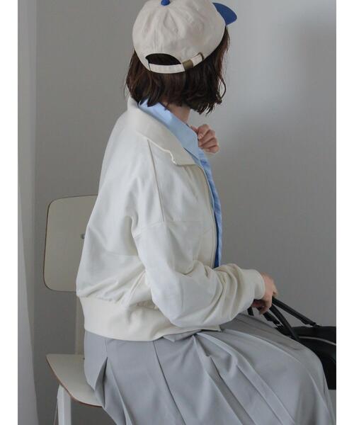 ehka sopo（エヘカソポ）の「ミニ裏毛ジップスウェット（Tシャツ/カットソー・レディース・グレー/モカ/キナリ・F）」の14枚目の写真