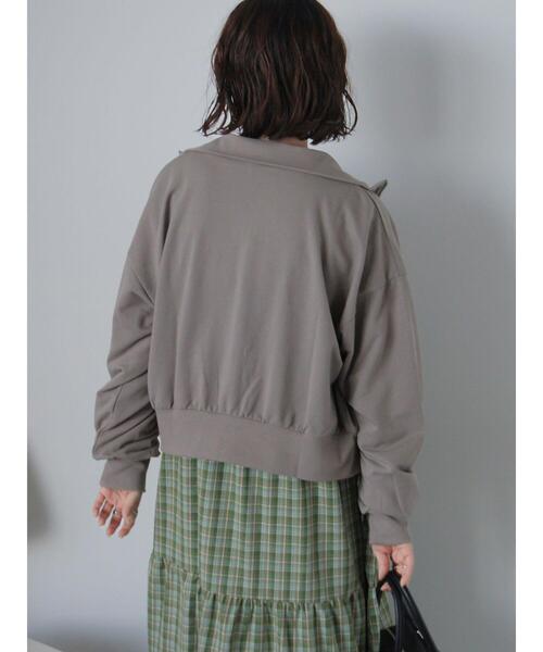 ehka sopo（エヘカソポ）の「ミニ裏毛ジップスウェット（Tシャツ/カットソー・レディース・グレー/モカ/キナリ・F）」の21枚目の写真