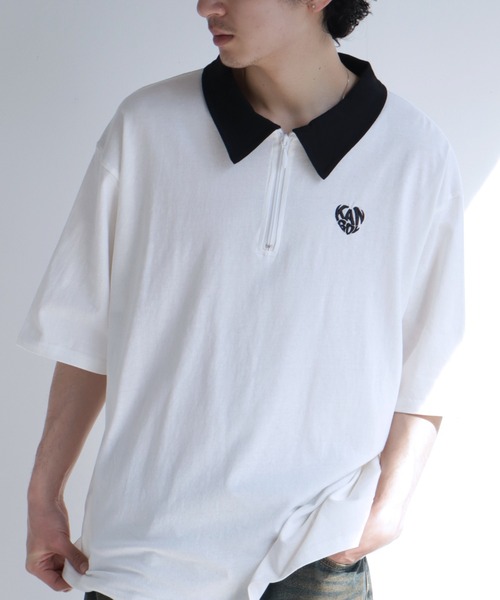 セール】【KANGOL/カンゴール】 ワンポイント刺繍 ハーフジップ