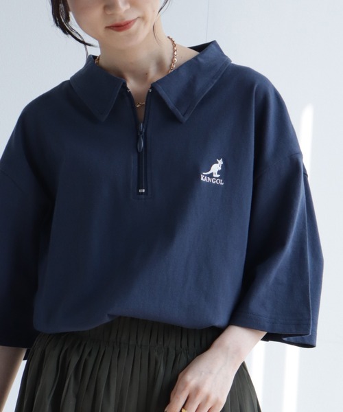 KANGOL(カンゴール)の「【KANGOL/カンゴール】 ワンポイント刺繍 ハーフジップ 半袖 ポロシャツ(ポロシャツ・メンズ・ホワイト×ブラック/ホワイト/チャコールグレー/ネイビー/ブラック/ブラック×ホワイト・M/XL/L)」の6枚目の写真