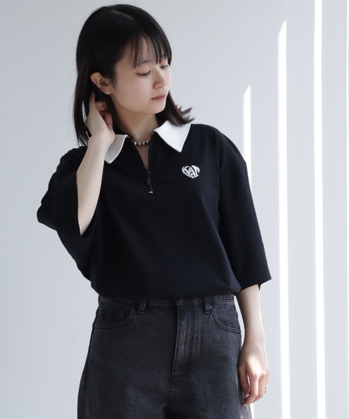 KANGOL(カンゴール)の「【KANGOL/カンゴール】 ワンポイント刺繍 ハーフジップ 半袖 ポロシャツ(ポロシャツ・メンズ・ホワイト×ブラック/ホワイト/チャコールグレー/ネイビー/ブラック/ブラック×ホワイト・M/XL/L)」の19枚目の写真