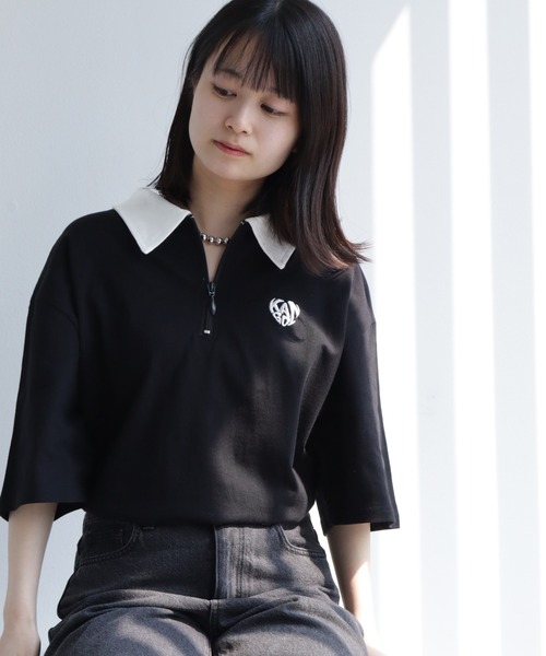 KANGOL(カンゴール)の「【KANGOL/カンゴール】 ワンポイント刺繍 ハーフジップ 半袖 ポロシャツ(ポロシャツ・メンズ・ホワイト×ブラック/ホワイト/チャコールグレー/ネイビー/ブラック/ブラック×ホワイト・M/XL/L)」の18枚目の写真