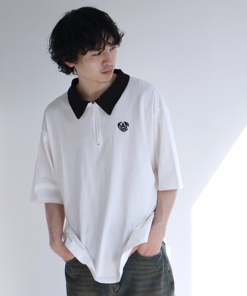 KANGOL(カンゴール)の「【KANGOL/カンゴール】 ワンポイント刺繍 ハーフジップ 半袖 ポロシャツ(ポロシャツ・メンズ・ホワイト×ブラック/ホワイト/チャコールグレー/ネイビー/ブラック/ブラック×ホワイト・M/XL/L)」の15枚目の写真