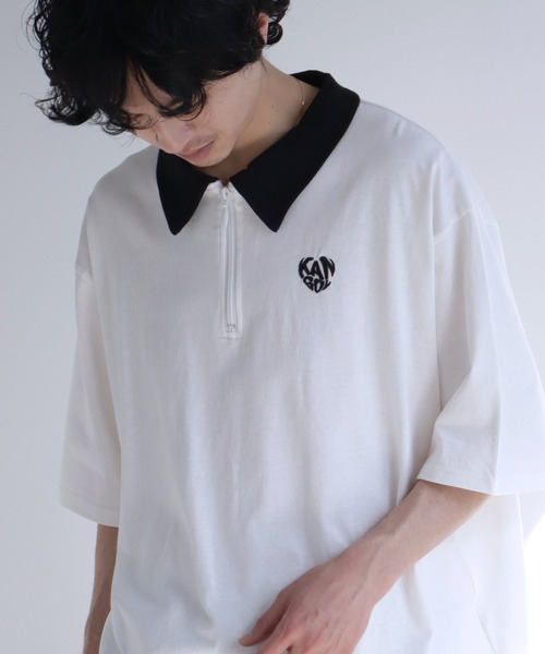 KANGOL(カンゴール)の「【KANGOL/カンゴール】 ワンポイント刺繍 ハーフジップ 半袖 ポロシャツ(ポロシャツ・メンズ・ホワイト×ブラック/ホワイト/チャコールグレー/ネイビー/ブラック/ブラック×ホワイト・M/XL/L)」の16枚目の写真