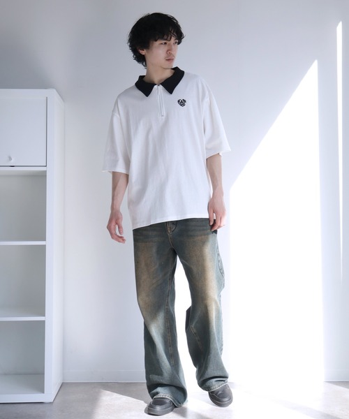 KANGOL(カンゴール)の「【KANGOL/カンゴール】 ワンポイント刺繍 ハーフジップ 半袖 ポロシャツ(ポロシャツ・メンズ・ホワイト×ブラック/ホワイト/チャコールグレー/ネイビー/ブラック/ブラック×ホワイト・M/XL/L)」の17枚目の写真