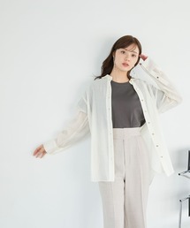 Andemiu - Andemiu アソートオーバーシャツ ホワイト10 UND SCALLOPE EMBROIDERY OVERSIZE SHIRT