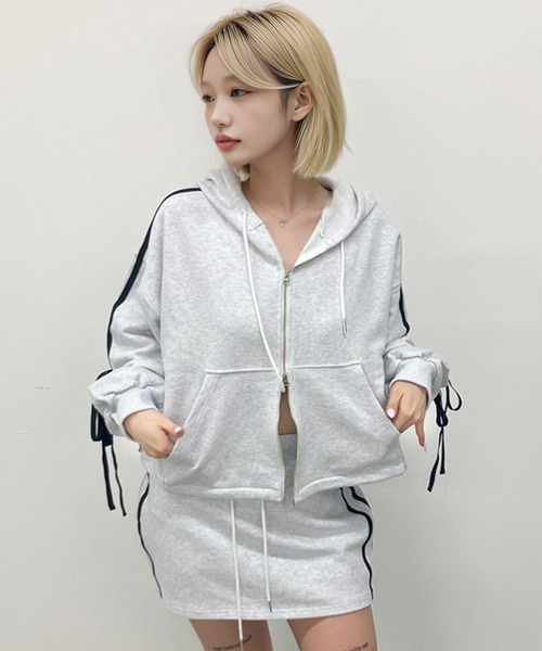 .KOM(ドットコム)の「A'GEM/9 × .kom 『.KOM/ドットケーオーエム』 ラインスカート(スカート・レディース・ブラック/グレー・FREE)」の9枚目の写真