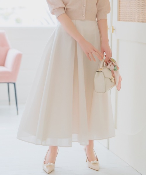 WILLSELECTION(ウィルセレクション)の「シアーダンボールフレアスカート(スカート・レディース・オフホワイト/ブラック/ピンク・FREE)」の1枚目の写真