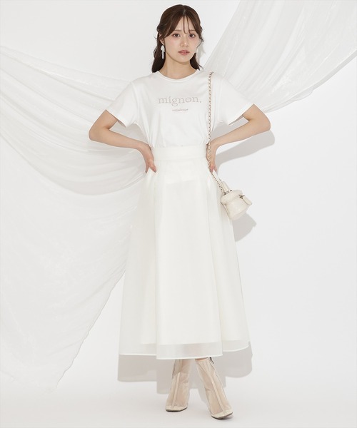 WILLSELECTION(ウィルセレクション)の「シアーダンボールフレアスカート(スカート・レディース・オフホワイト/ブラック/ピンク・FREE)」の5枚目の写真