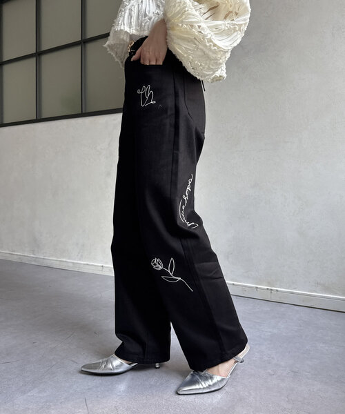 セール】ペイント刺繍ワイドパンツ（その他パンツ）｜Thevon（ゼボン