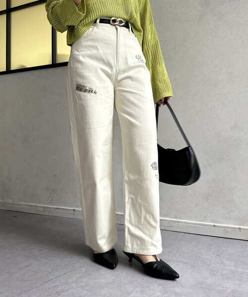 Thevon(ゼボン)の「ペイント刺繍ワイドパンツ(その他パンツ・レディース・アイボリー/ブラック・M/S)」の19枚目の写真
