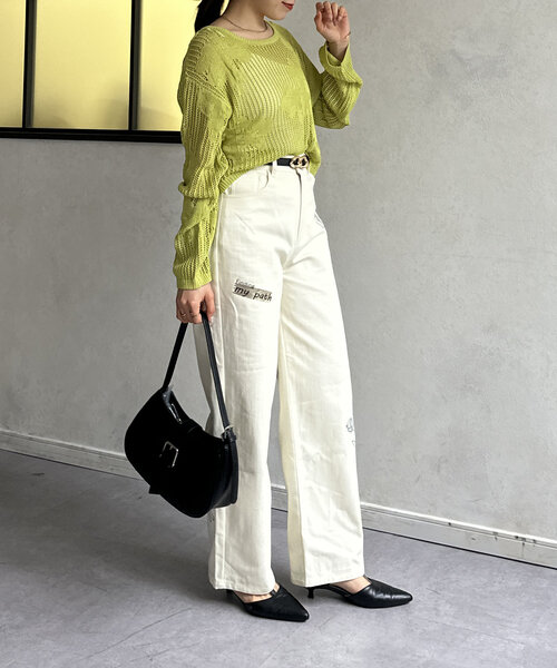 Thevon(ゼボン)の「ペイント刺繍ワイドパンツ(その他パンツ・レディース・アイボリー/ブラック・M/S)」の14枚目の写真