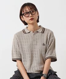 FFEIN | 【FFEIN（フェイン）】メッシュニット刺繍ポロシャツ / ポロシャツ メッシュ レギュラーカラー 半袖　リブライン(ポロシャツ)