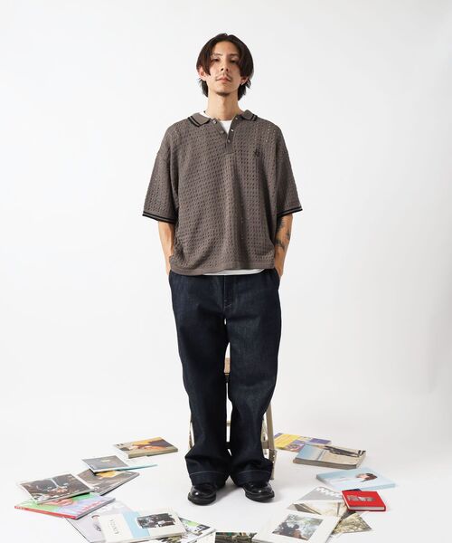 FFEIN（フェイン）の「【FFEIN（フェイン）】メッシュニット刺繍ポロシャツ / ポロシャツ メッシュ レギュラーカラー 半袖　リブライン（ポロシャツ・メンズ・ベージュ/ブラウン/チャコール・SMALL/MEDIUM/LARGE）」の14枚目の写真