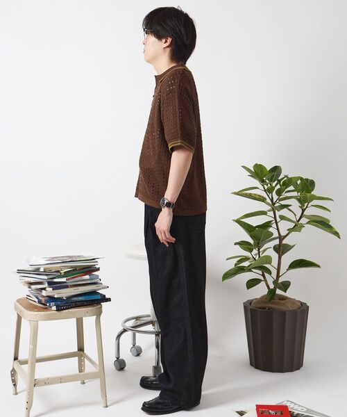 FFEIN（フェイン）の「【FFEIN（フェイン）】メッシュニット刺繍ポロシャツ / ポロシャツ メッシュ レギュラーカラー 半袖　リブライン（ポロシャツ・メンズ・ベージュ/ブラウン/チャコール・SMALL/MEDIUM/LARGE）」の15枚目の写真