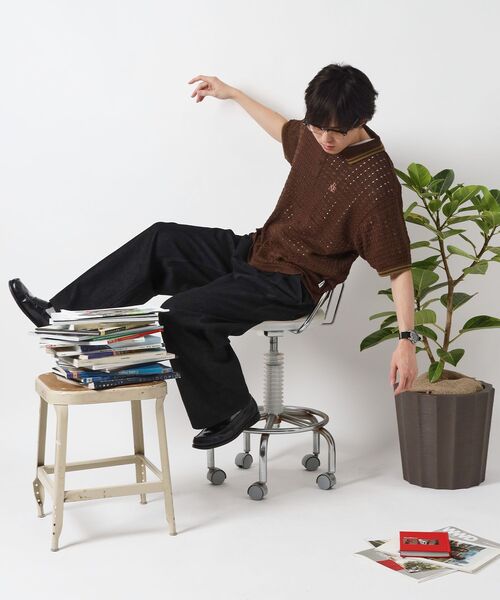 FFEIN（フェイン）の「【FFEIN（フェイン）】メッシュニット刺繍ポロシャツ / ポロシャツ メッシュ レギュラーカラー 半袖　リブライン（ポロシャツ・メンズ・ベージュ/ブラウン/チャコール・SMALL/MEDIUM/LARGE）」の16枚目の写真