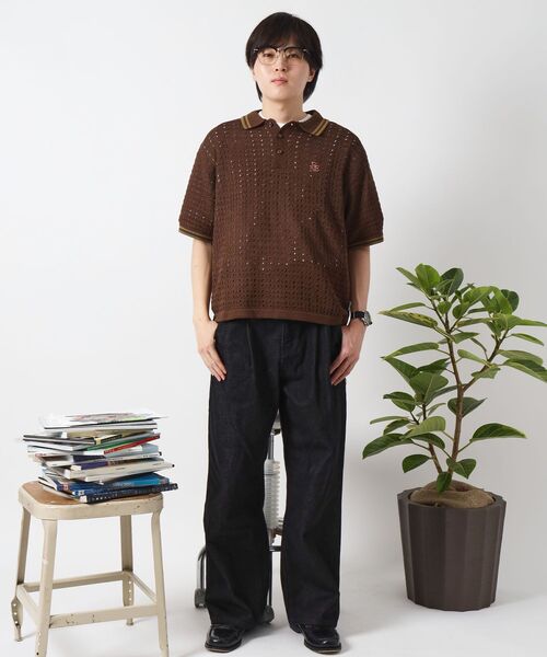 FFEIN（フェイン）の「【FFEIN（フェイン）】メッシュニット刺繍ポロシャツ / ポロシャツ メッシュ レギュラーカラー 半袖　リブライン（ポロシャツ・メンズ・ベージュ/ブラウン/チャコール・SMALL/MEDIUM/LARGE）」の18枚目の写真