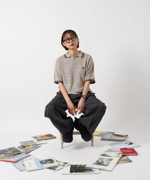 FFEIN（フェイン）の「【FFEIN（フェイン）】メッシュニット刺繍ポロシャツ / ポロシャツ メッシュ レギュラーカラー 半袖　リブライン（ポロシャツ・メンズ・ベージュ/ブラウン/チャコール・SMALL/MEDIUM/LARGE）」の11枚目の写真