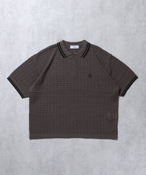 FFEIN（フェイン）の「【FFEIN（フェイン）】メッシュニット刺繍ポロシャツ / ポロシャツ メッシュ レギュラーカラー 半袖　リブライン（ポロシャツ・メンズ・ベージュ/ブラウン/チャコール・SMALL/MEDIUM/LARGE）」の12枚目の写真