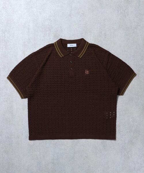 FFEIN（フェイン）の「【FFEIN（フェイン）】メッシュニット刺繍ポロシャツ / ポロシャツ メッシュ レギュラーカラー 半袖　リブライン（ポロシャツ・メンズ・ベージュ/ブラウン/チャコール・SMALL/MEDIUM/LARGE）」の6枚目の写真