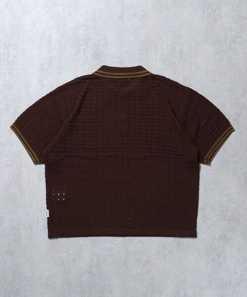 FFEIN（フェイン）の「【FFEIN（フェイン）】メッシュニット刺繍ポロシャツ / ポロシャツ メッシュ レギュラーカラー 半袖　リブライン（ポロシャツ・メンズ・ベージュ/ブラウン/チャコール・SMALL/MEDIUM/LARGE）」の7枚目の写真
