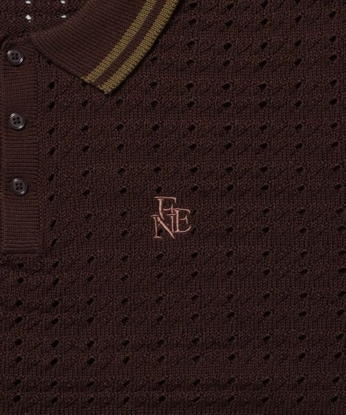 FFEIN（フェイン）の「【FFEIN（フェイン）】メッシュニット刺繍ポロシャツ / ポロシャツ メッシュ レギュラーカラー 半袖　リブライン（ポロシャツ・メンズ・ベージュ/ブラウン/チャコール・SMALL/MEDIUM/LARGE）」の8枚目の写真