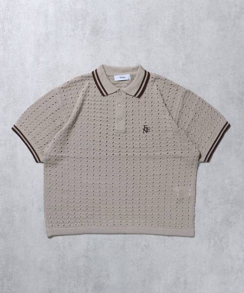 FFEIN（フェイン）の「【FFEIN（フェイン）】メッシュニット刺繍ポロシャツ / ポロシャツ メッシュ レギュラーカラー 半袖　リブライン（ポロシャツ・メンズ・ベージュ/ブラウン/チャコール・SMALL/MEDIUM/LARGE）」の9枚目の写真
