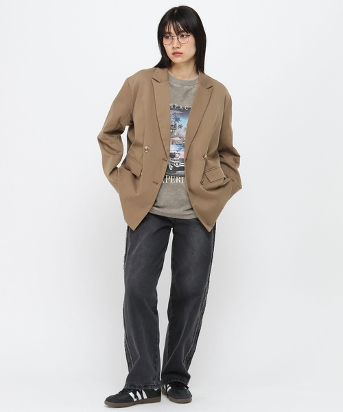 3.3 Field Trip （3.3フィールドトリップ）の「3.3 Field Trip／バックスタイルアシメジャケット（テーラードジャケット・レディース・ブラック/ブラウン/アイボリー・FREE）」の6枚目の写真