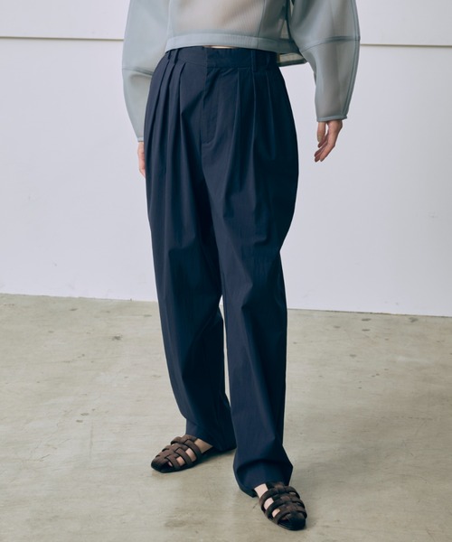 【Set Up】3Tuck Wide Tapered Trousers