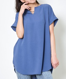 《ゆるっとスキッパー》レディース チュニックトップス 体型カバー 半袖 夏服
