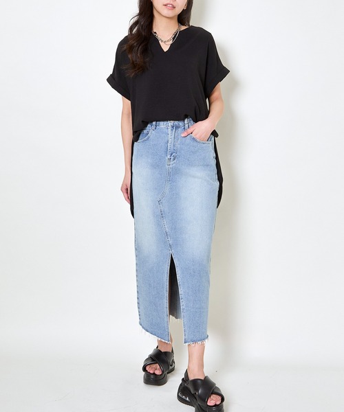 GORGE(ゴージ)の「《ゆるっとスキッパー》レディース チュニックトップス 体型カバー 半袖 夏服(チュニック・レディース・ブラック/オフホワイト/ブルー・F)」の12枚目の写真