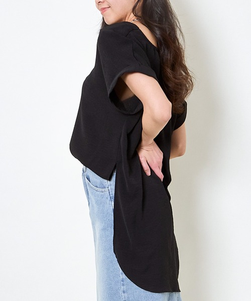 GORGE(ゴージ)の「《ゆるっとスキッパー》レディース チュニックトップス 体型カバー 半袖 夏服(チュニック・レディース・ブラック/オフホワイト/ブルー・F)」の14枚目の写真