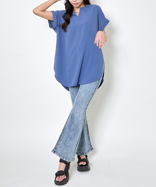GORGE(ゴージ)の「《ゆるっとスキッパー》レディース チュニックトップス 体型カバー 半袖 夏服(チュニック・レディース・ブラック/オフホワイト/ブルー・F)」の16枚目の写真