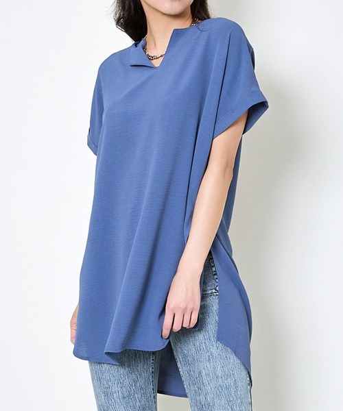 GORGE(ゴージ)の「《ゆるっとスキッパー》レディース チュニックトップス 体型カバー 半袖 夏服(チュニック・レディース・ブラック/オフホワイト/ブルー・F)」の19枚目の写真